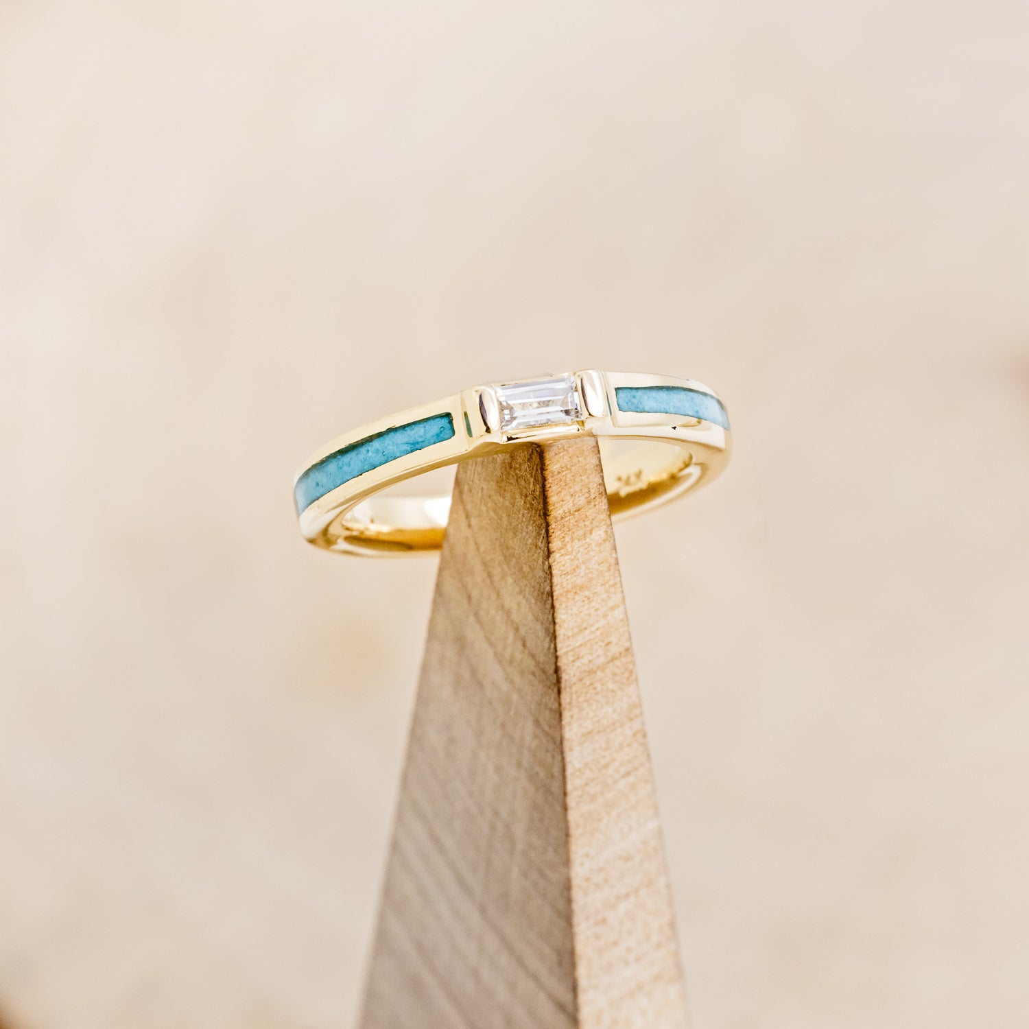 WHITE SAPPHIRE WEDDING BAND WITH TURQUOISE INLAYS-6
