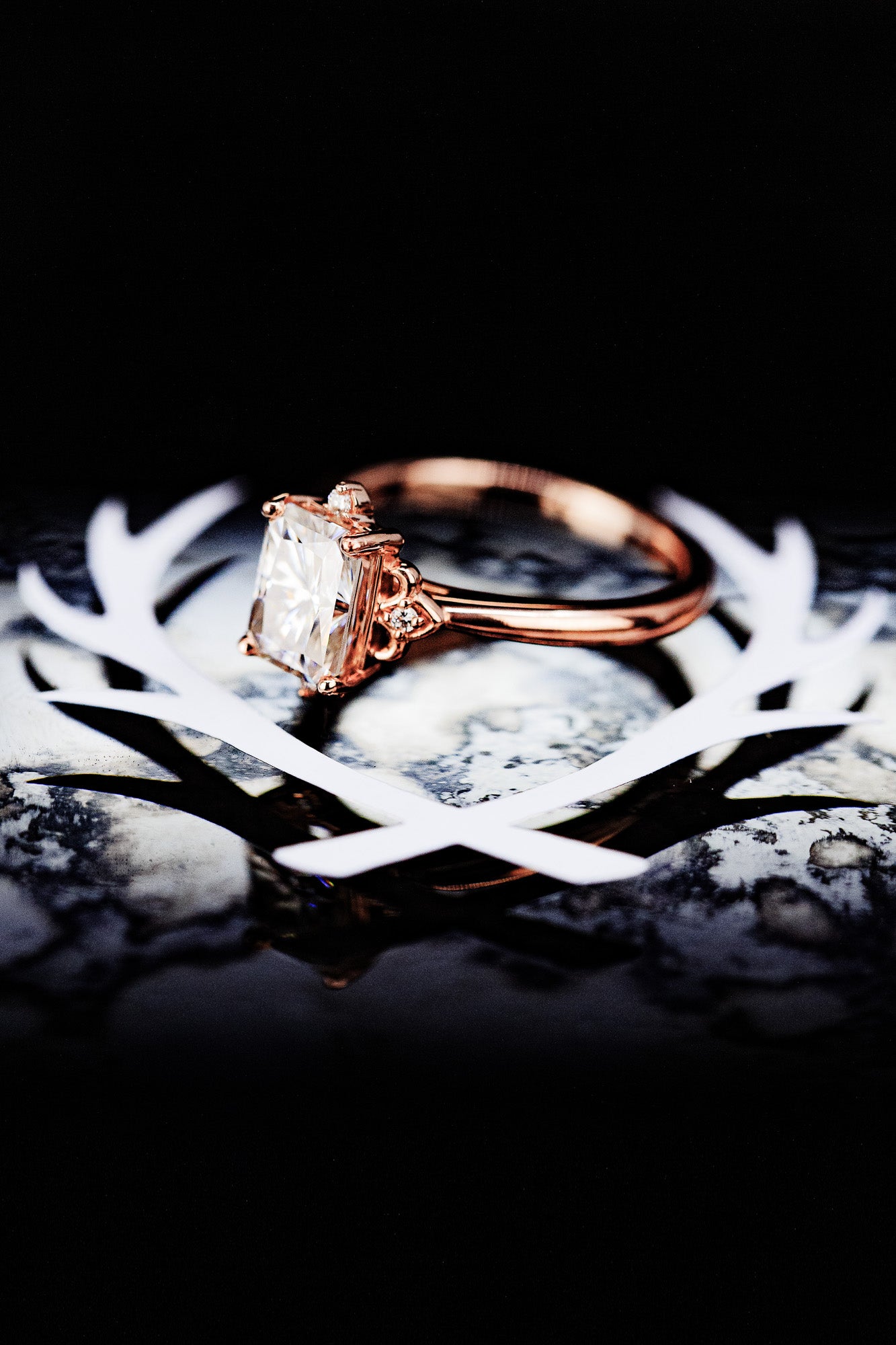 "ZELLA" - EMERALD CUT MOISSANITE ENGAGEMENT RING WITH DIAMOND ACCENTS-8