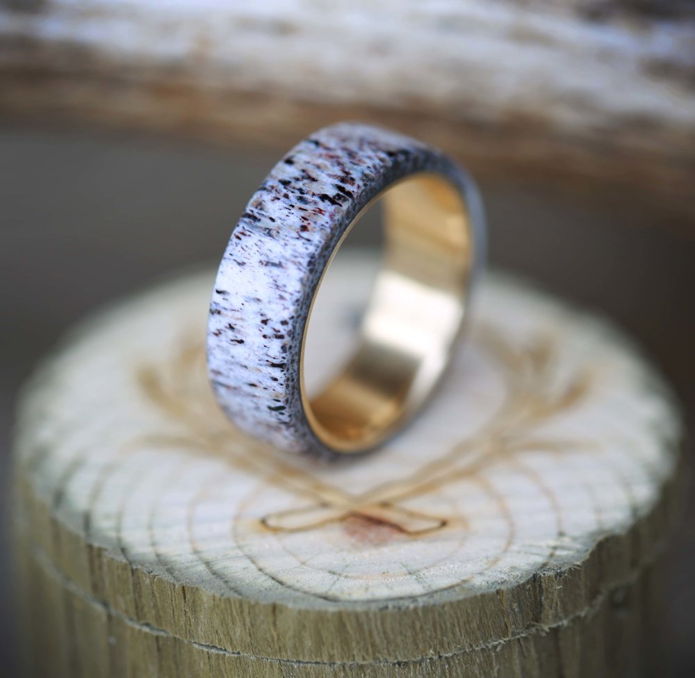 "HAVEN" - MATCHING SET OF ELK ANTLER WEDDING BANDS-10