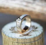 14K GOLD CUSTOM CAST WEDDING BAND FEATURING SPALTED MAPLE & ELK ANTLER (available in silver, 14K white, rose, or yellow gold) - Staghead Designs - Antler Rings By Staghead Designs