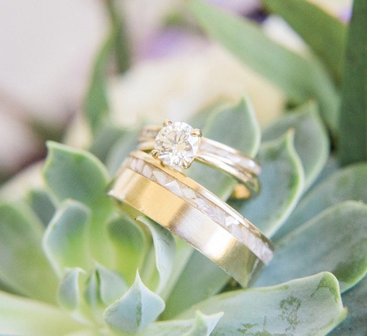 "VERTIGO" - MOTHER OF PEARL INLAY WEDDING BAND-17