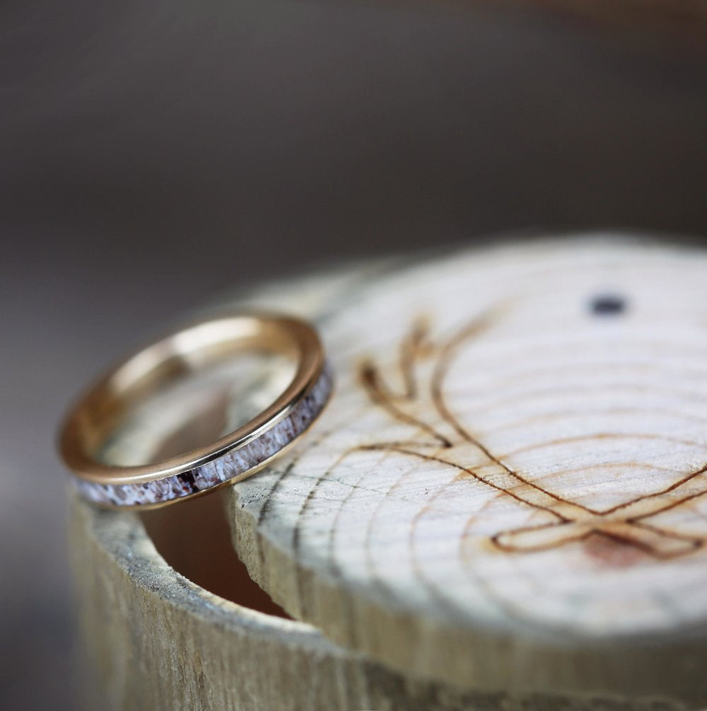 "HAVEN" - MATCHING SET OF ELK ANTLER WEDDING BANDS-11