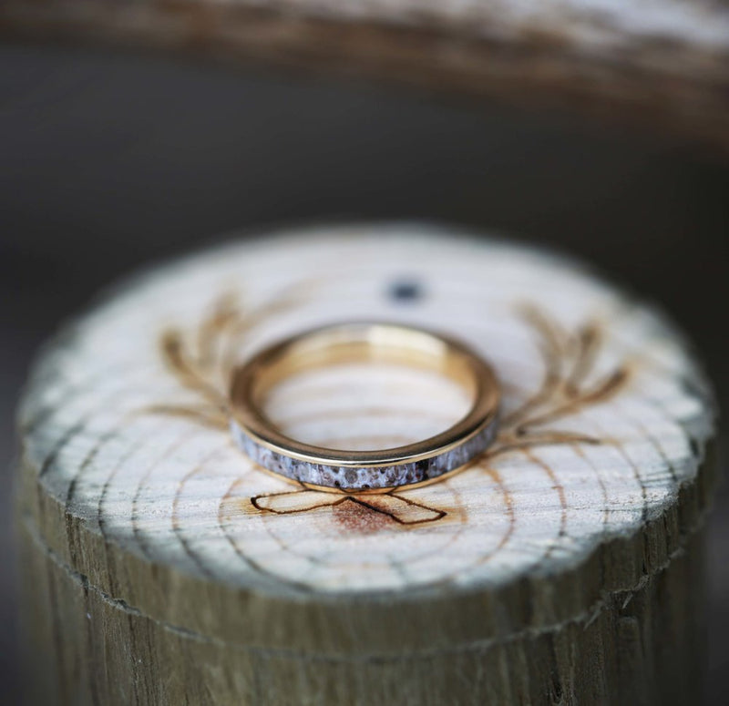 MATCHING SET OF 14K GOLD & ELK ANTLER WEDDING BANDS (available in 14K white, rose, or yellow gold) - Staghead Designs - Antler Rings By Staghead Designs