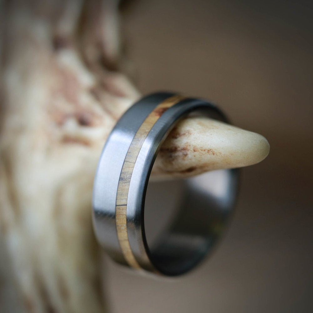 "VERTIGO" - OFFSET SPALTED MAPLE WEDDING BAND-14
