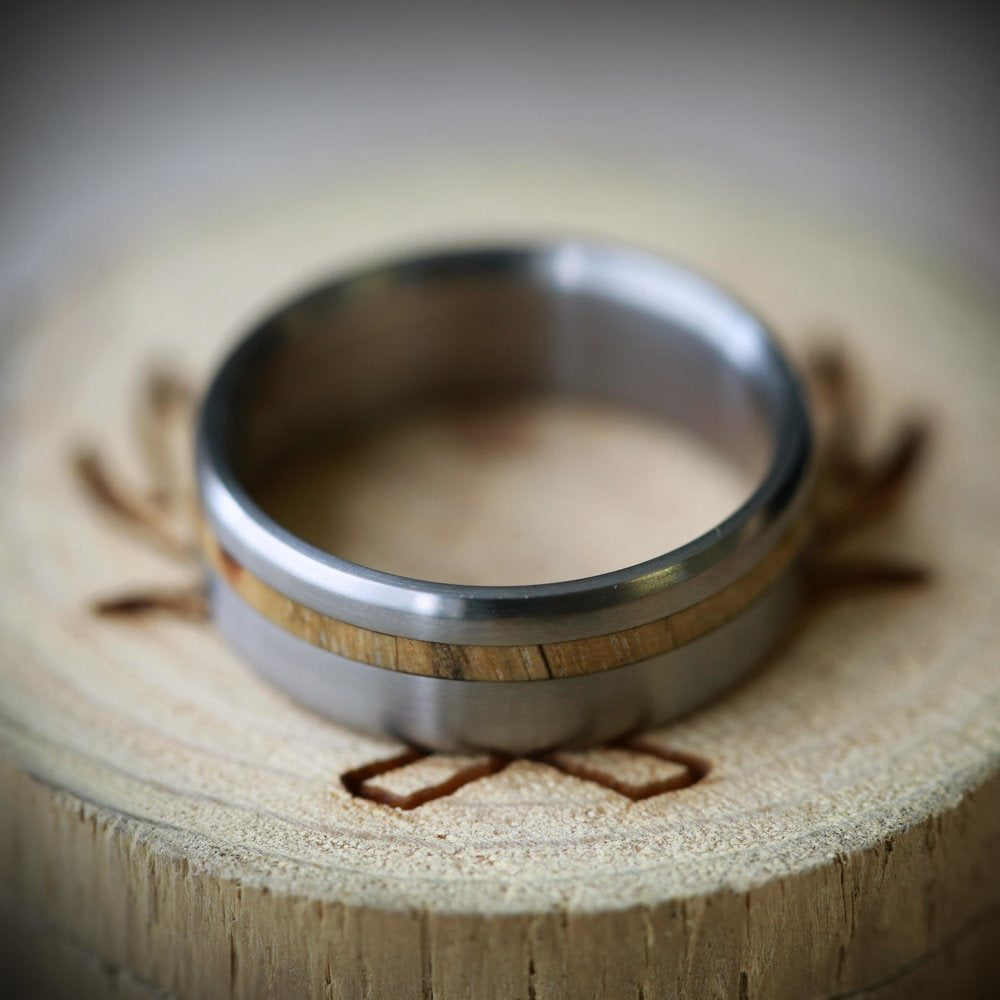 "VERTIGO" - OFFSET SPALTED MAPLE WEDDING BAND-12