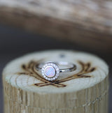 "TERRA" IN 14K GOLD WITH OPAL AND DIAMOND HALO (available in 14K rose, white & yellow gold) - Staghead Designs - Antler Rings By Staghead Designs