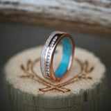 WOMEN'S 14K GOLD RING WITH OPAL, DIAMOND, AND TURQUOISE INLAYS (available in 14K white, rose or yellow gold) - Staghead Designs - Antler Rings By Staghead Designs