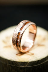 "VERTIGO" IN CROSSHATCHED 14K GOLD & WOOD INLAY (available in 14K rose, yellow, & white gold) - Staghead Designs - Antler Rings By Staghead Designs
