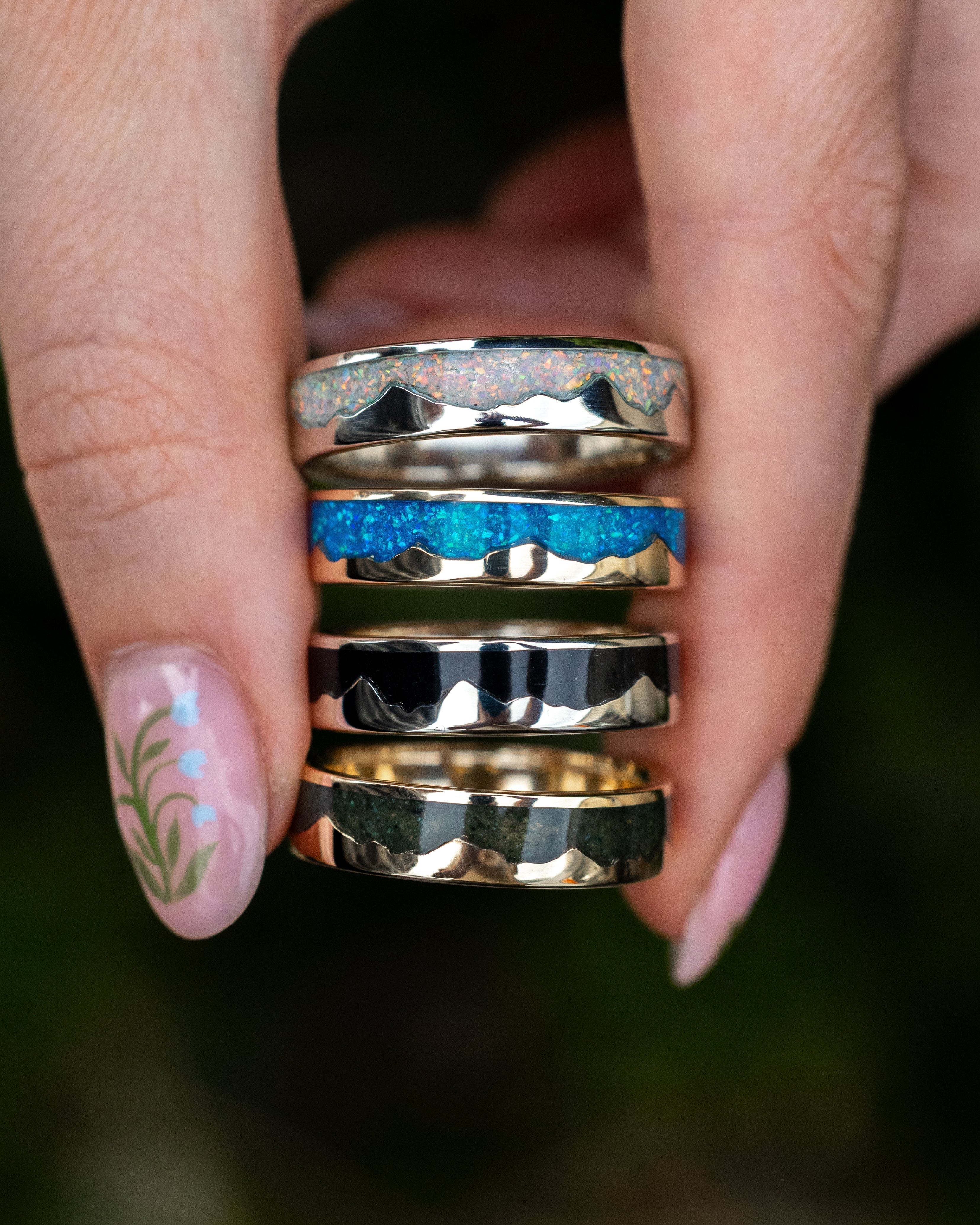 Custom Mountain Inspired Wedding Bands