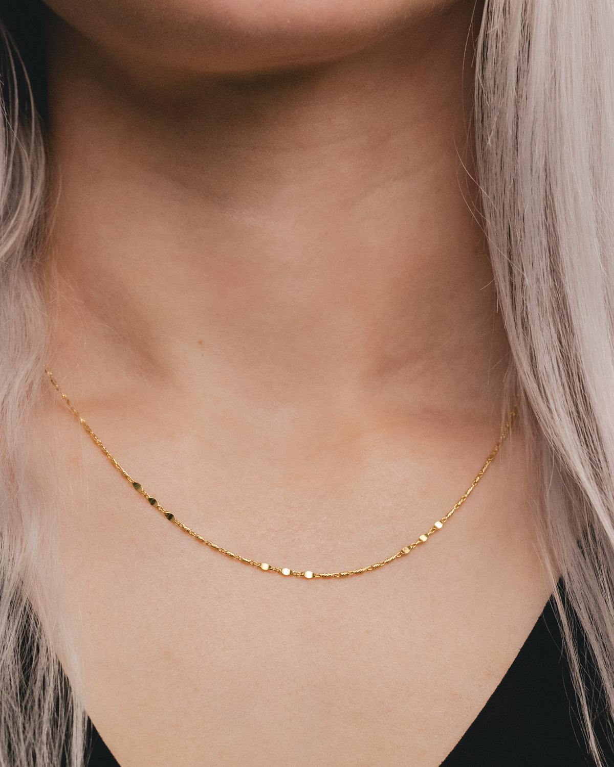 LUMICINA CHAIN WITH FLAT DISC STATIONS IN 14K YELLOW GOLD-5