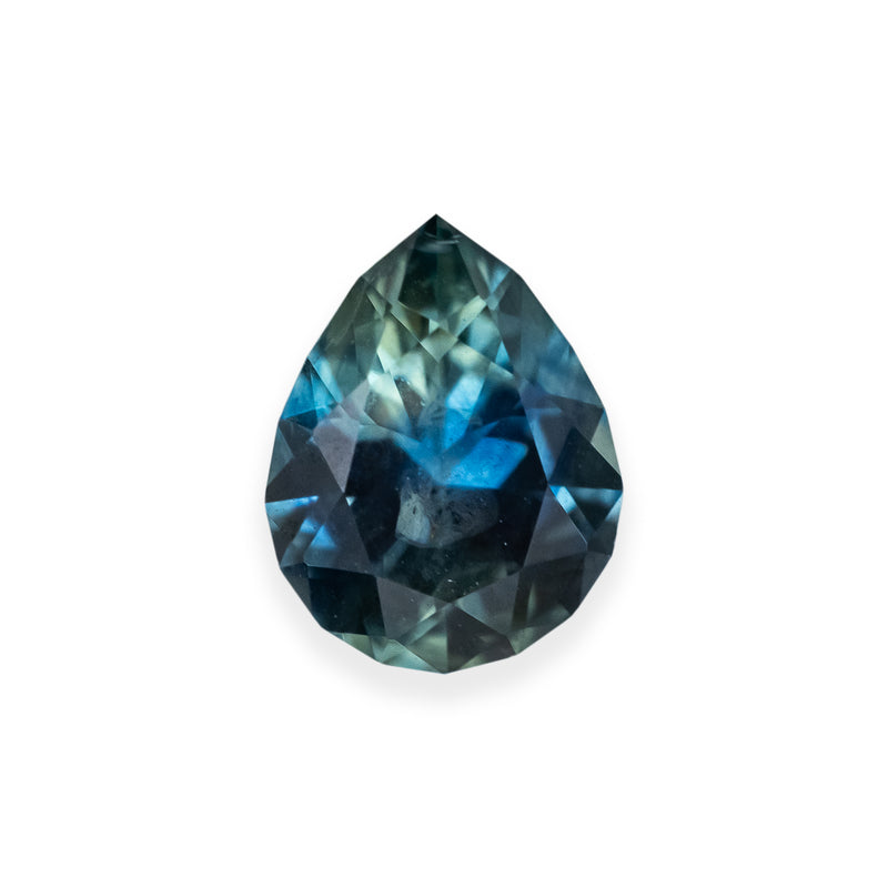 0.98ct 7.5x5.8x3.5mm PEAR BRILLIANT CUT PARTI-COLORED MONTANA SAPPHIRE-Staghead Designs