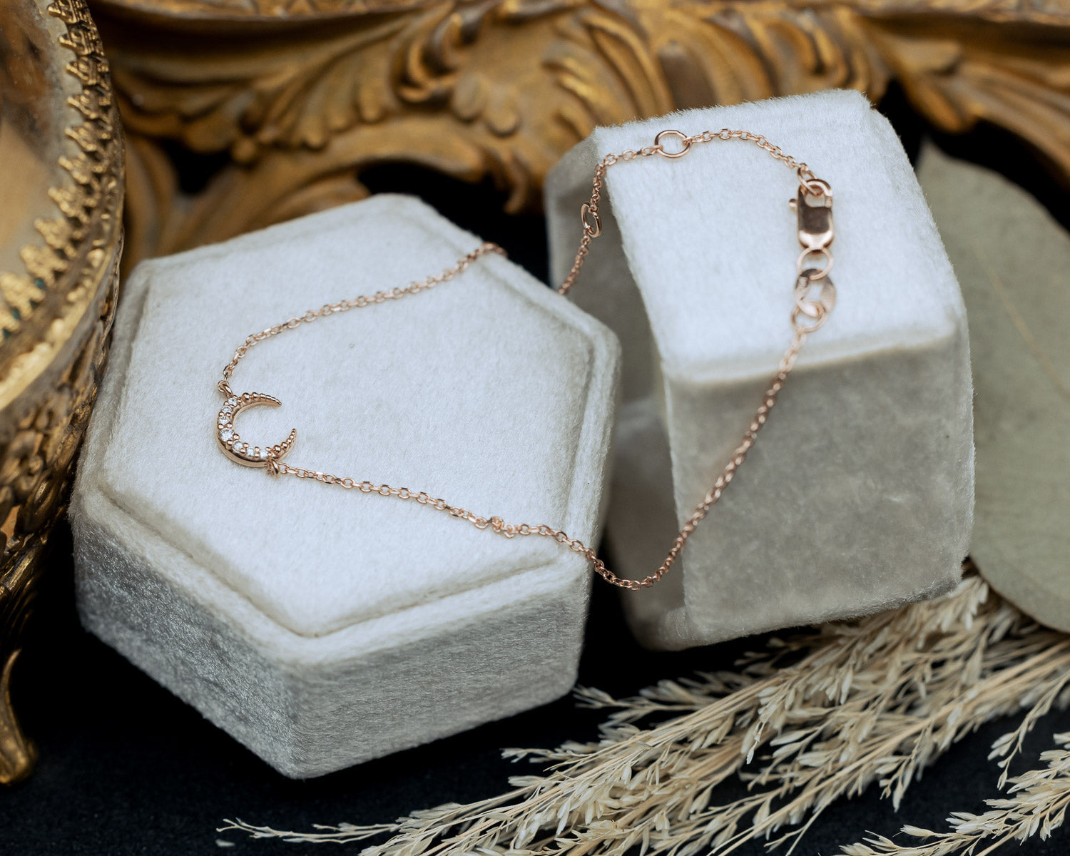 .04 CTW DIAMOND CRESCENT MOON BRACELET-Staghead Designs