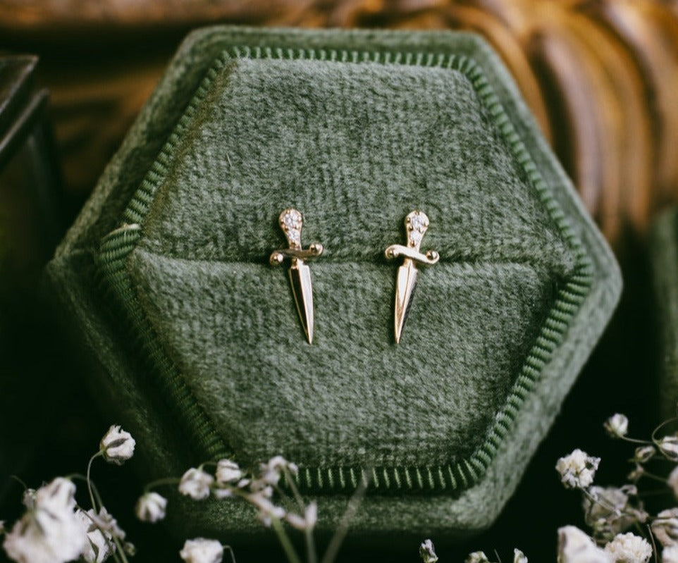 0.25 CTW NATURAL DIAMOND DAGGER EARRINGS-1