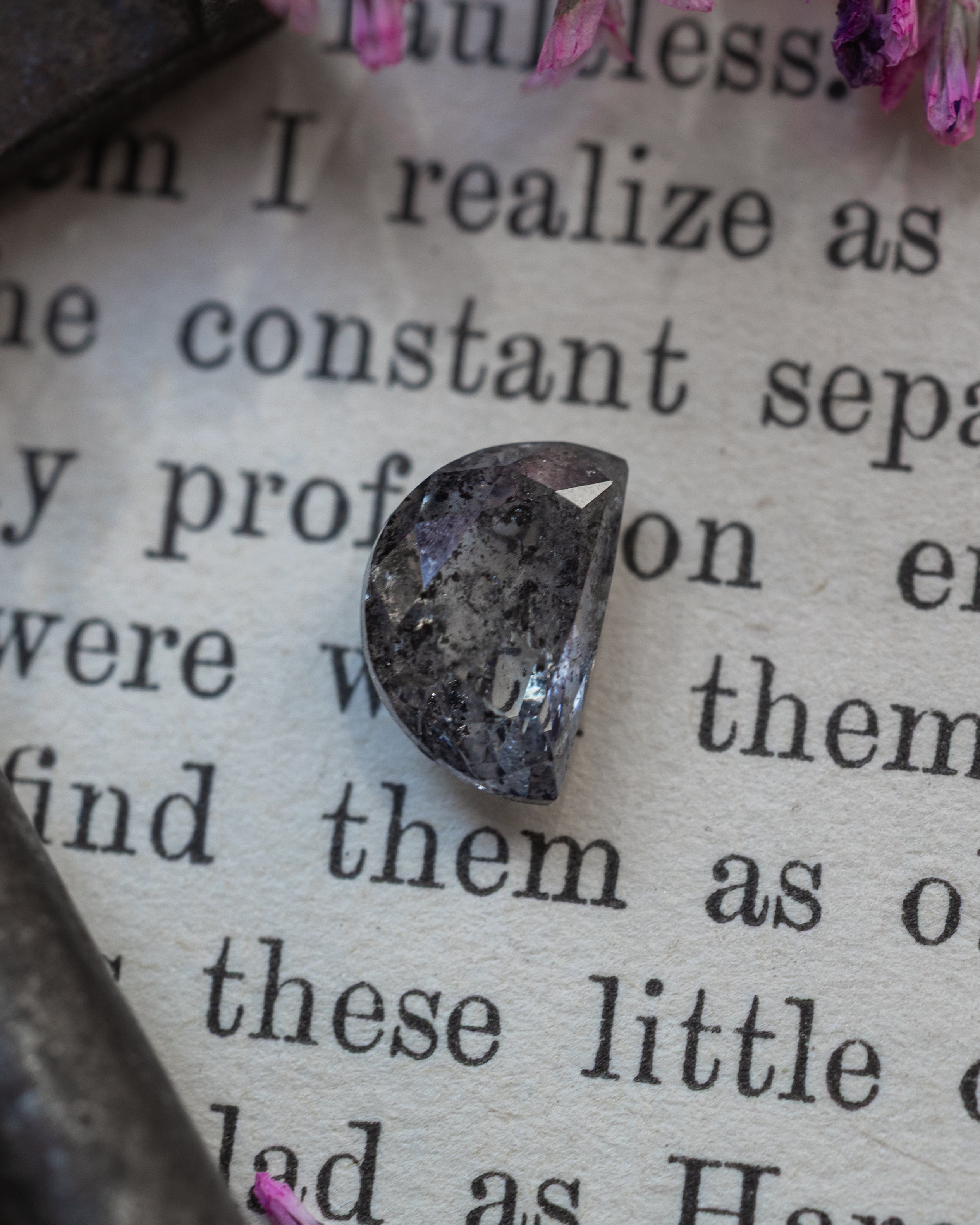 1.82ct 8.80x5.74x3.70mm Half Moon Cut Salt & Pepper Diamond