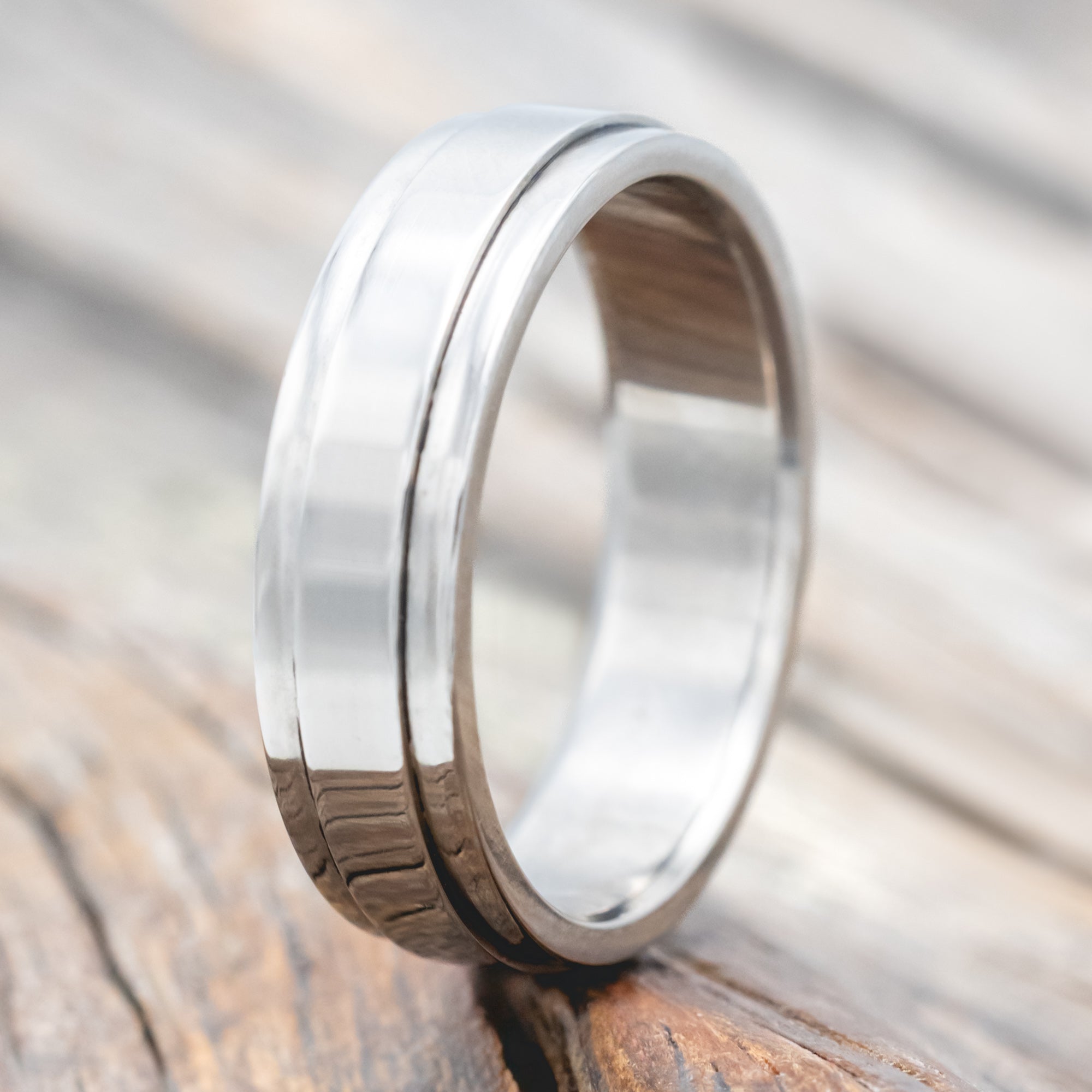 "SEDONA" - SOLID METAL WEDDING BAND WITH RAISED CENTER-Staghead Designs