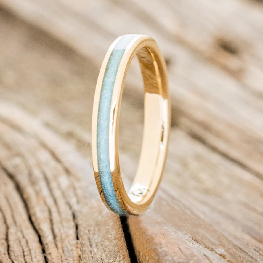 "Eterna" - Turquoise Stacking Band - 14K Yellow Gold (3mm) - Size 6 3/4-Staghead Designs
