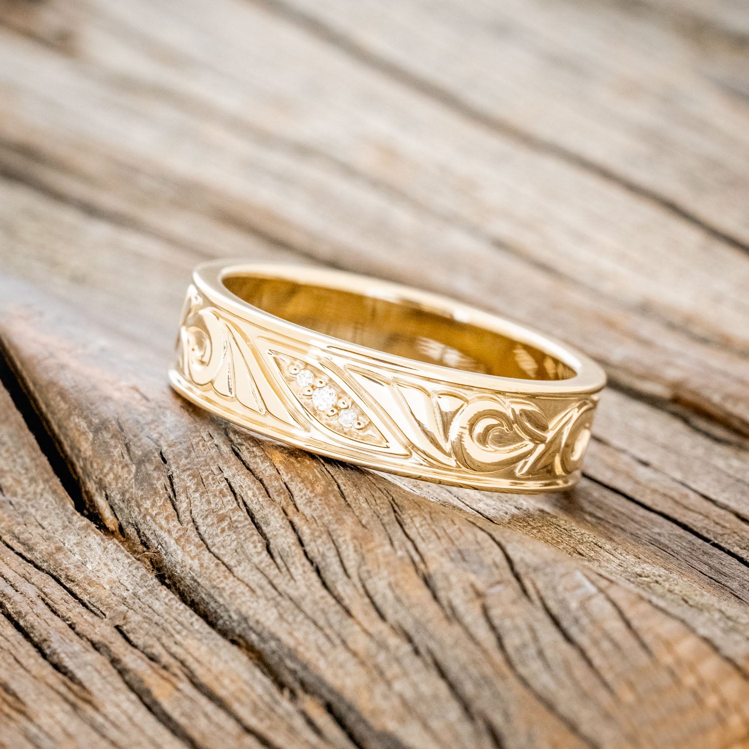 FLORAL FILIGREE MEN'S ENGAGEMENT RING WITH DIAMOND ACCENTS-2