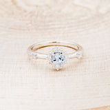 "STARLA" - ROUND CUT AQUAMARINE ENGAGEMENT RING WITH STARBURST DIAMOND HALO & TRACER-28