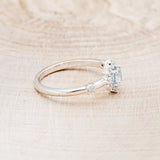 "STARLA" - ROUND CUT AQUAMARINE ENGAGEMENT RING WITH STARBURST DIAMOND HALO & TRACER-26