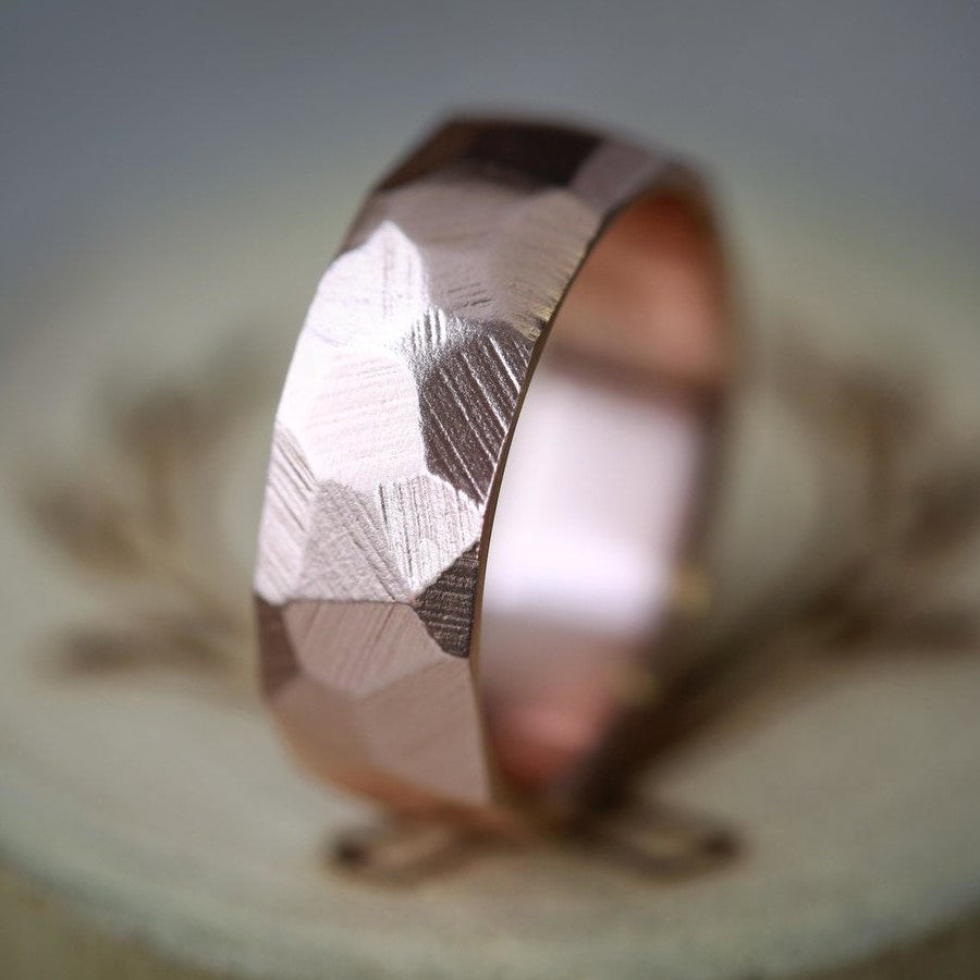 14K FACETED GOLD BAND IN RAW FINISH-1