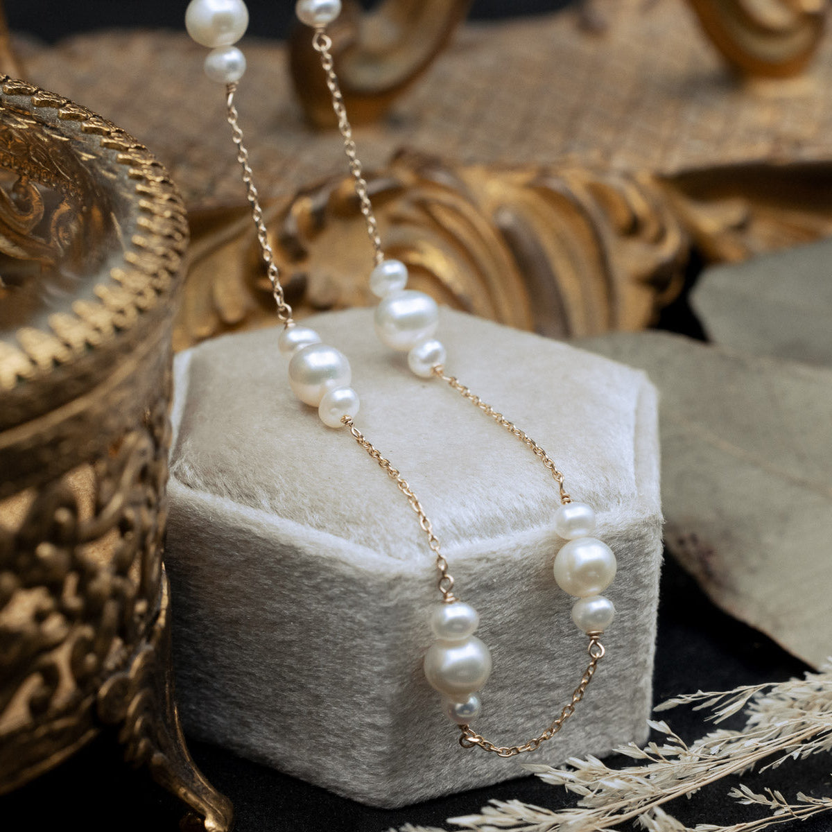 Handmade real pearl necklace with 14k gold plated connector 14k Pearl Choker - Etsy main image 3