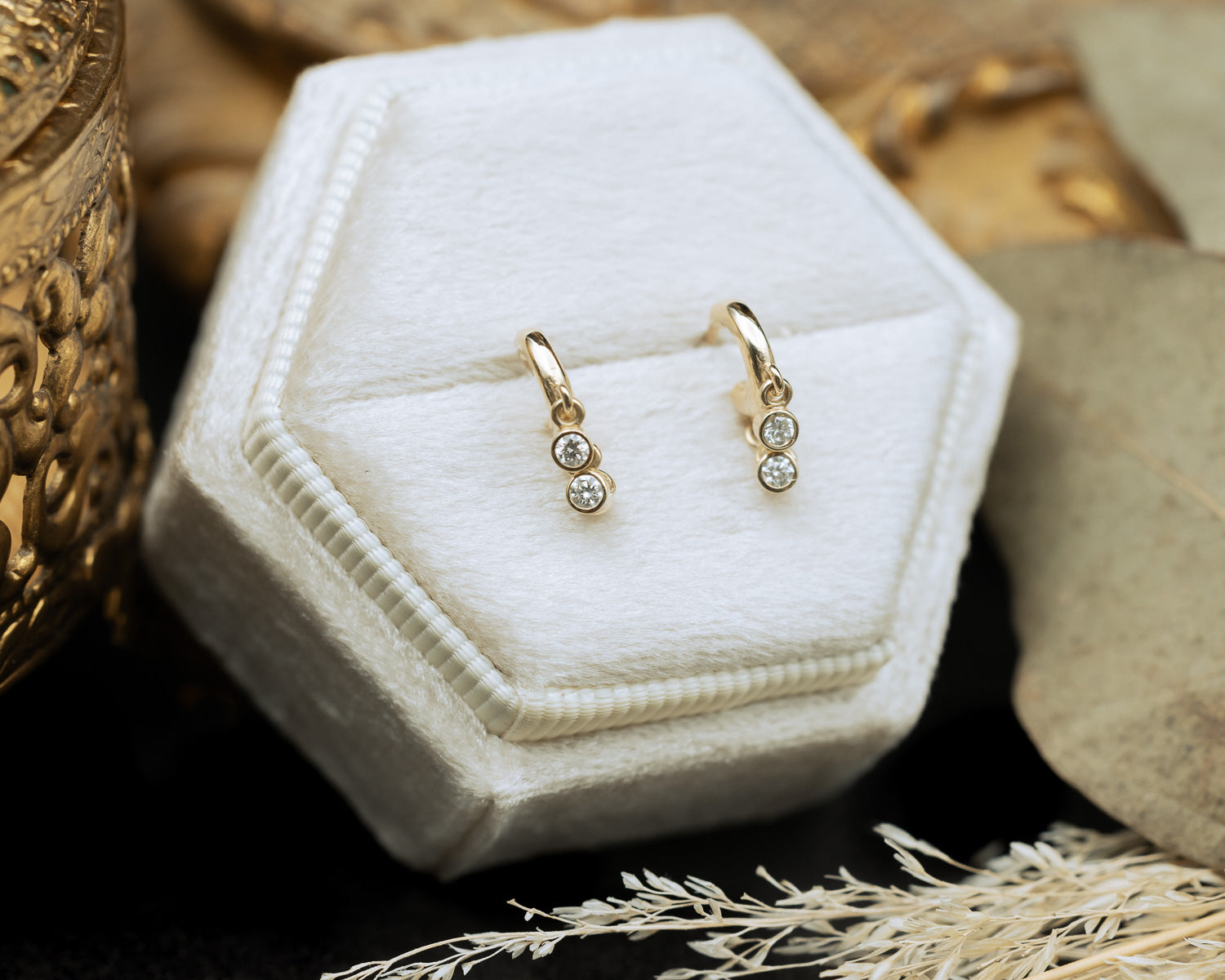 1/5 CTW ROUND NATURAL DIAMOND FRINGE HOOP EARRINGS-1