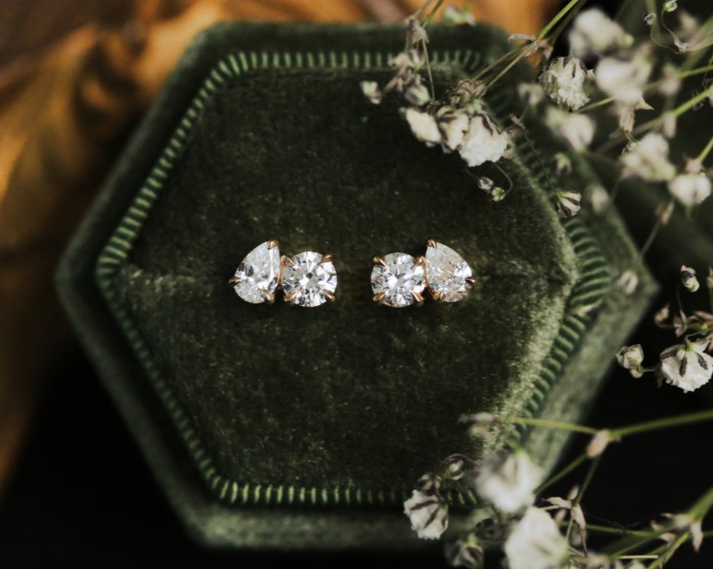 1 1/6 CTW LAB-GROWN DIAMOND TOI ET MOI STUD EARRINGS-1