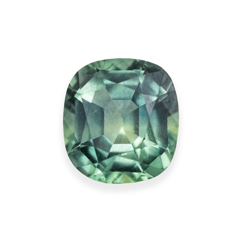 1.46ct 6.7x6.3x3.8mm CUSHION BRILLIANT CUT COLOR-CHANGE GREEN MONTANA SAPPHIRE-Staghead Designs