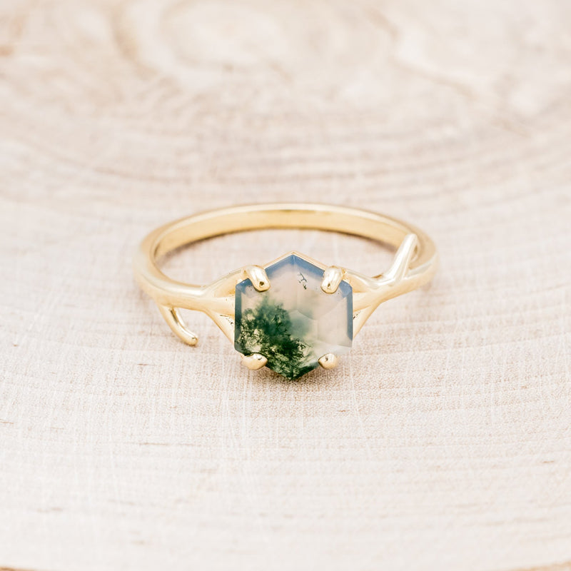 "ARTEMIS" - HEXAGON MOSS AGATE ENGAGEMENT RING - READY TO SHIP-Staghead Designs