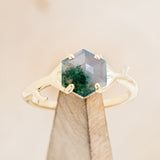 "ARTEMIS" - HEXAGON MOSS AGATE ENGAGEMENT RING - READY TO SHIP-Staghead Designs