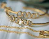 18K GOLD VERMEIL SILVER DIAMOND SLICE HOOP EARRINGS - BY JORGE REVILLA