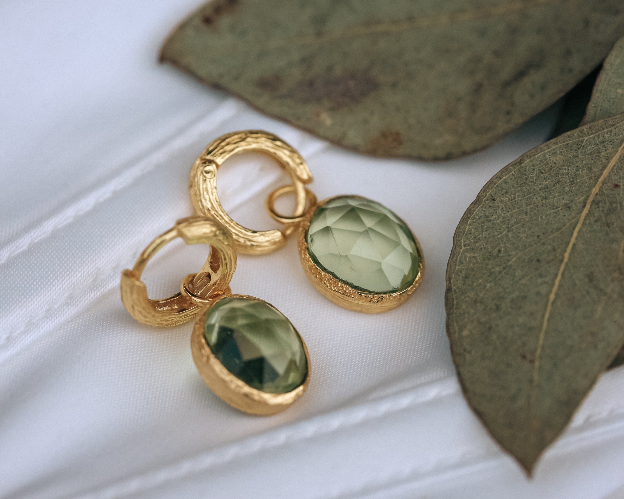 SHADE COLLECTION - 18K GOLD VERMEIL SILVER GREEN AMETHYST EARRINGS - BY JORGE REVILLA-1