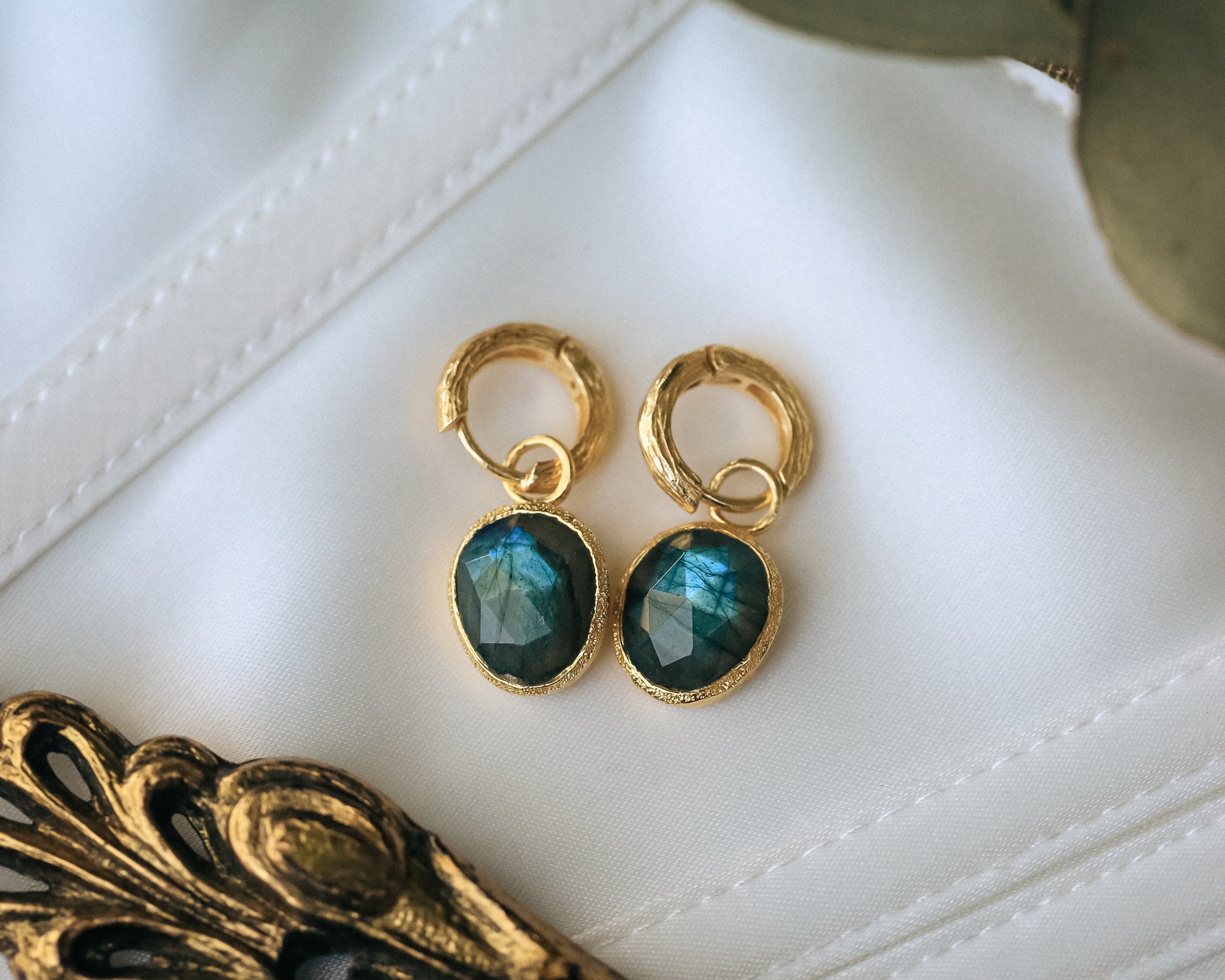 SHADE COLLECTION - 18K GOLD VERMEIL SILVER LABRADORITE EARRINGS - BY JORGE REVILLA-1