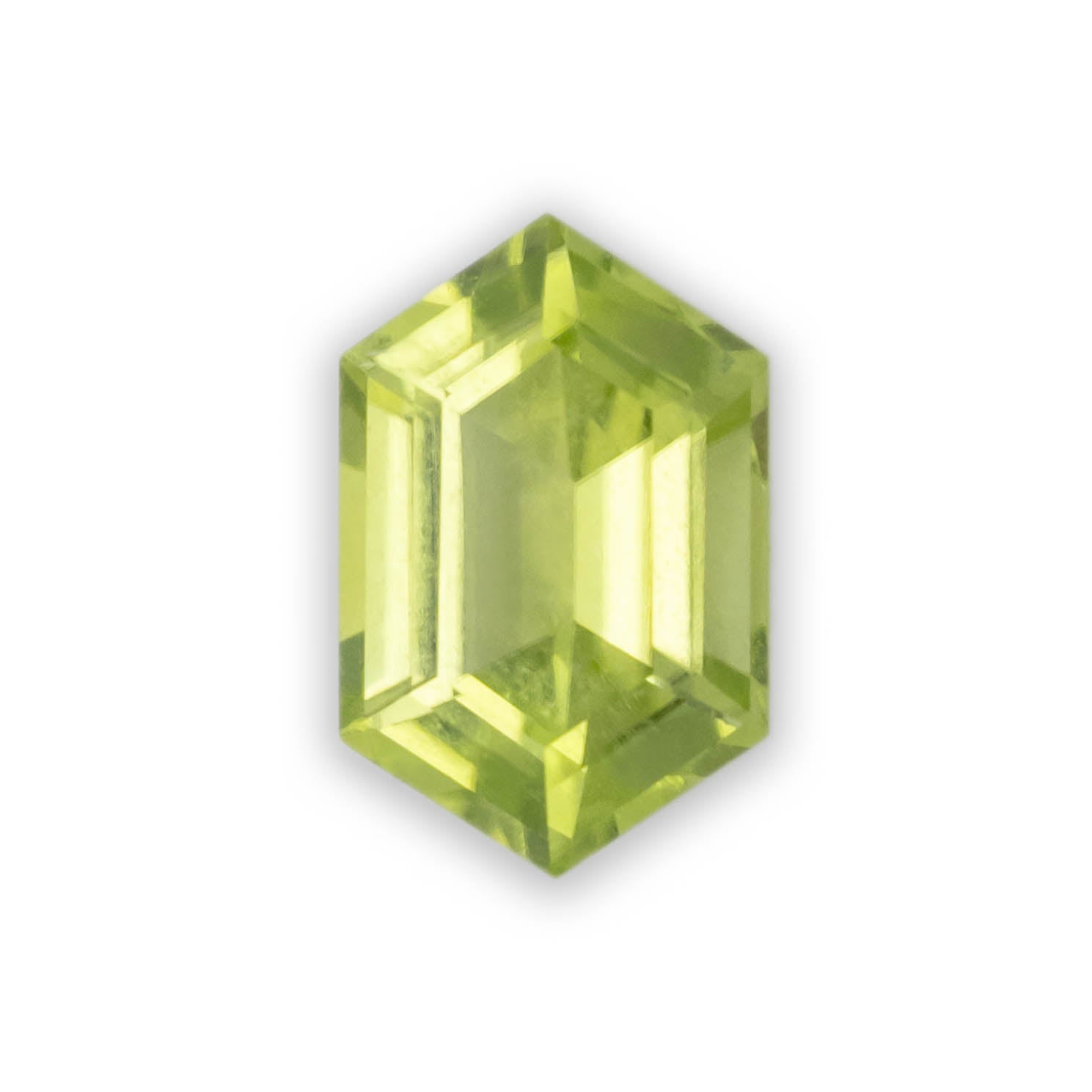 0.95ct 5.08x7.7x3.46mm HEXAGON CUT GREEN PERIDOT-Staghead Designs