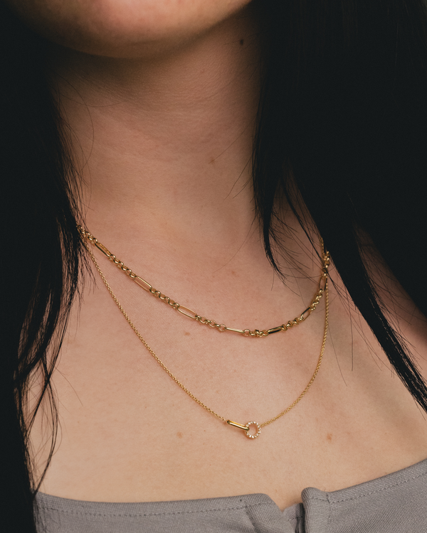DIAMOND CIRCLE DUET LAYERED NECKLACE IN 14K YELLOW GOLD-5