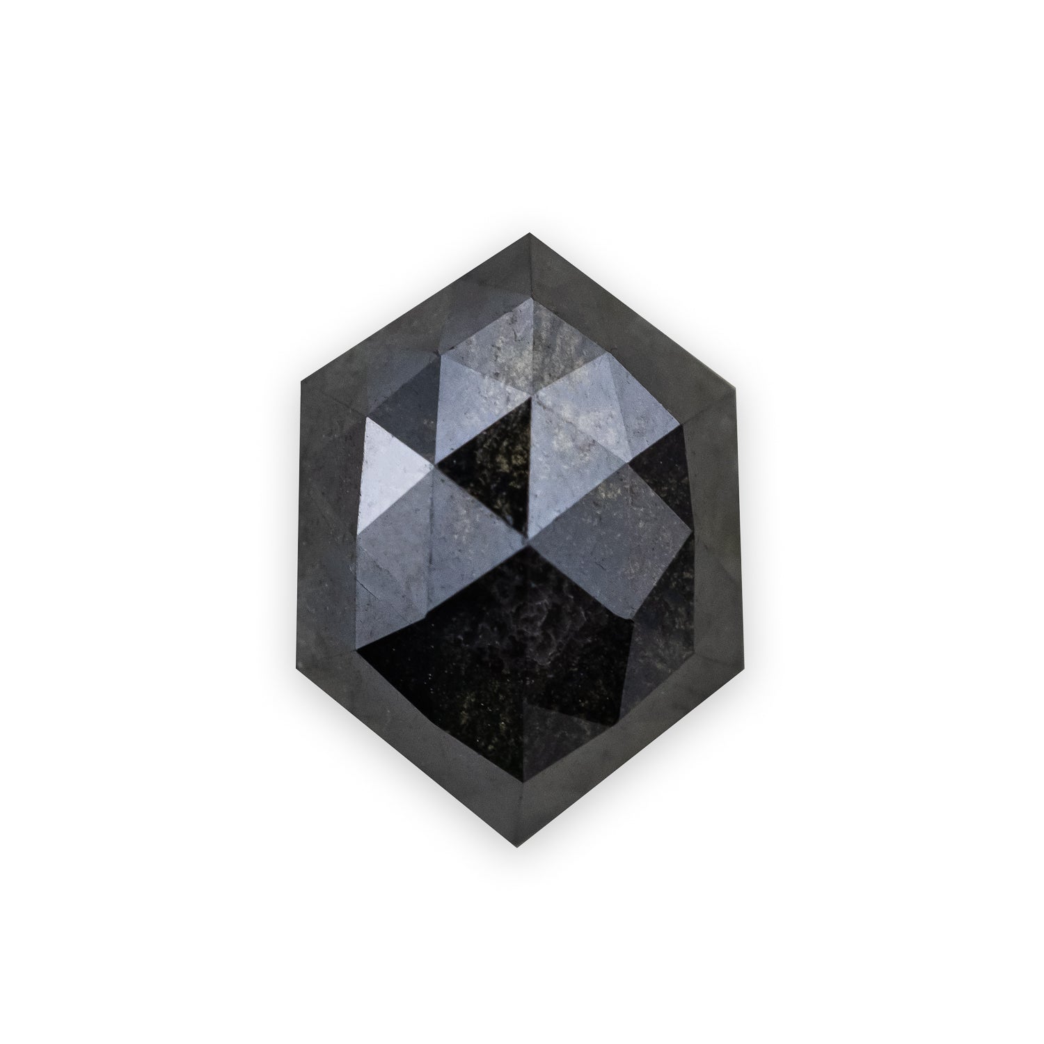 1.52ct 9.2x6.67x2.75mm HEXAGON ROSECUT SALT & PEPPER DIAMOND