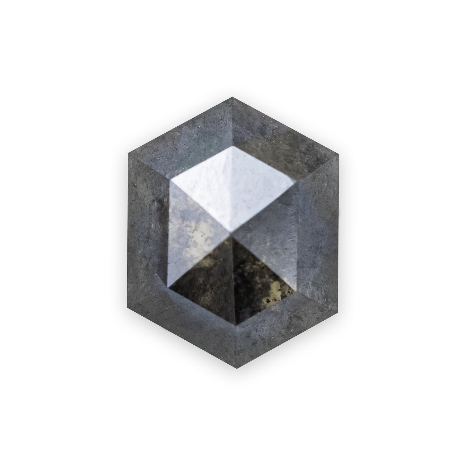 1.9ct 9.07x7.10x3.27mm Hexagon Rosecut Salt & Pepper Diamond