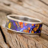 "RAINIER" - RED BURL DICHROLAM WEDDING BAND - TITANIUM - SIZE 10-3