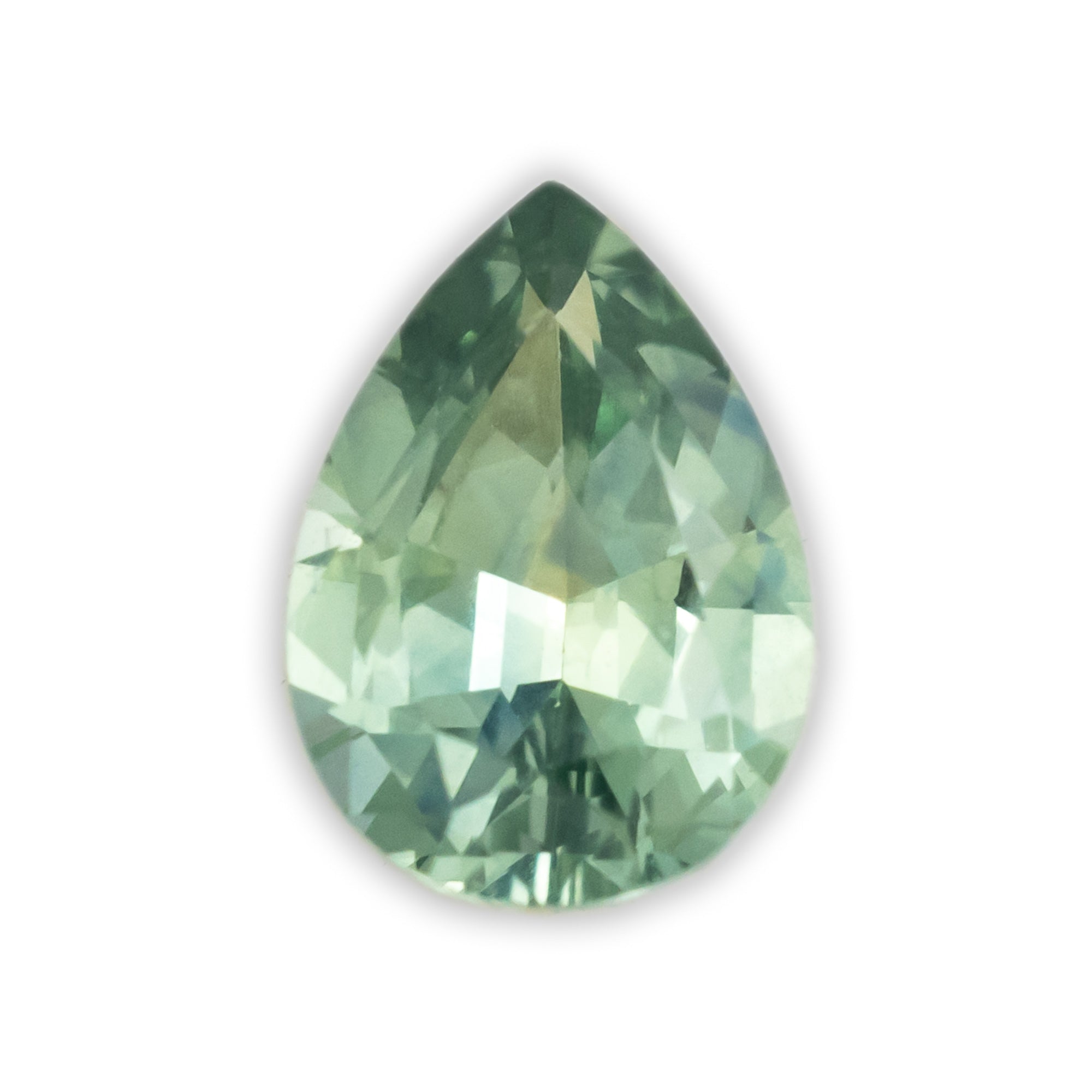 0.8ct 7x5x3.09mm PEAR BRILLIANT CUT NATURAL GREEN MONTANA SAPPHIRE-Staghead Designs