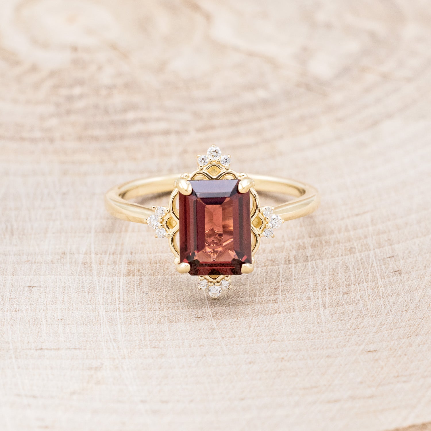 "TREVA" - EMERALD CUT ENGAGEMENT RING WITH DIAMOND ACCENTS-8