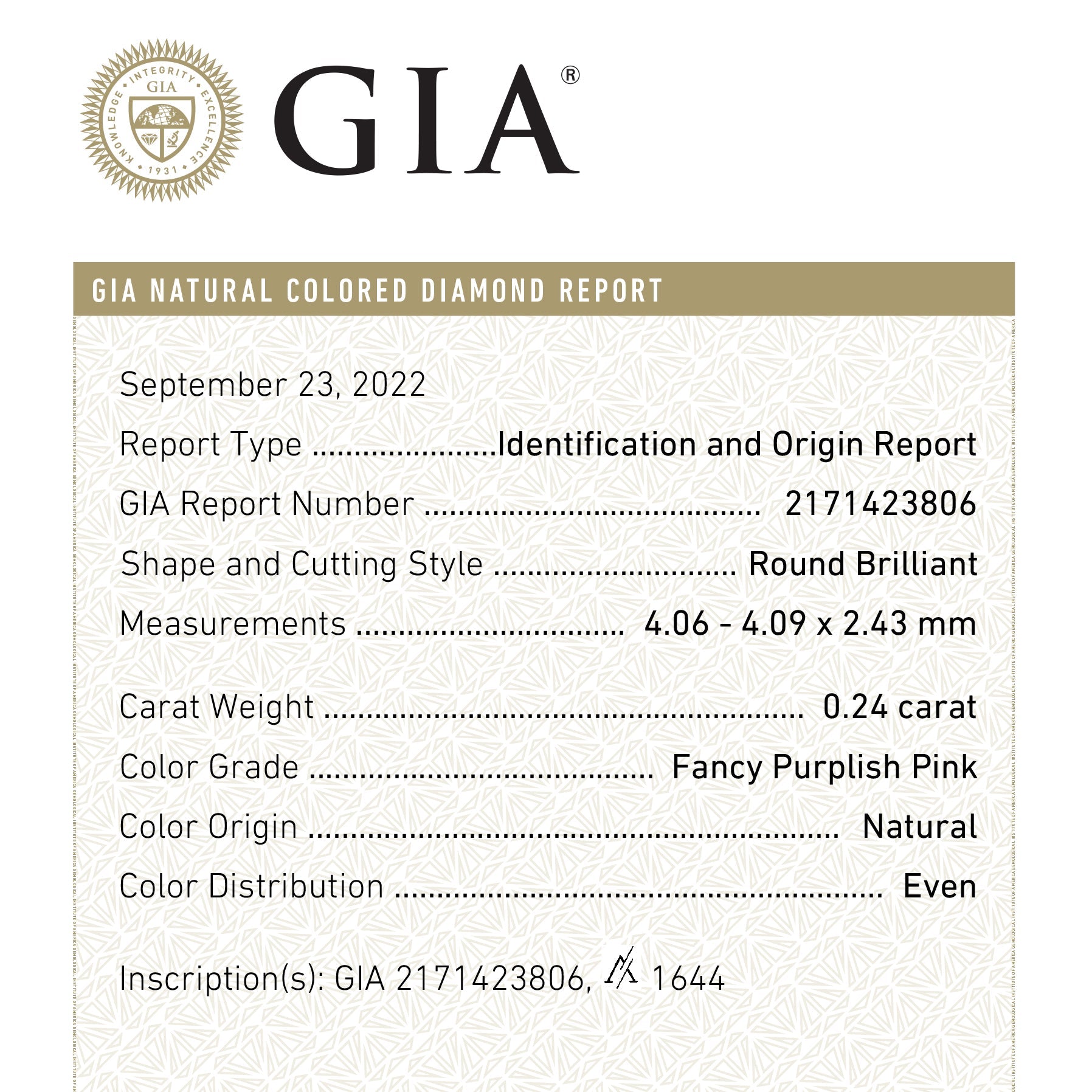0.24ct 4.09x4.06x2.43 GIA Fancy Purplish Pink Round Brilliant 24166-01-Staghead Designs