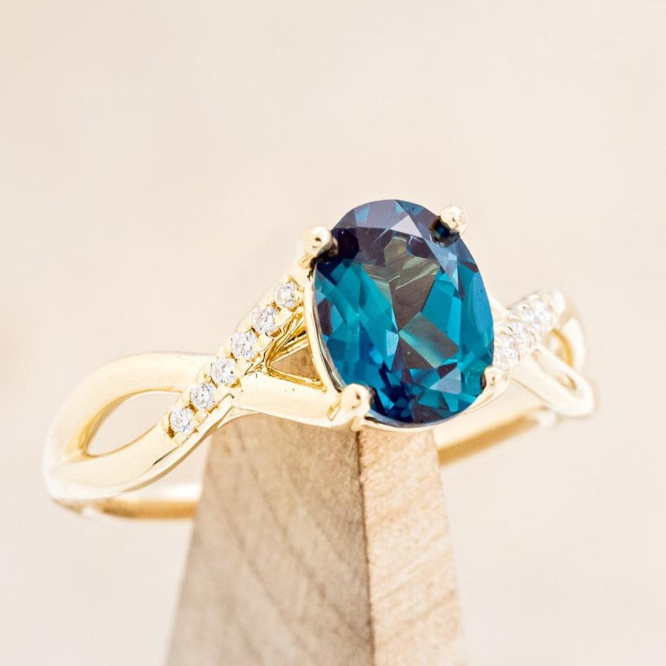 "ROSLYN" - OVAL LAB-GROWN ALEXANDRITE ENGAGEMENT RING WITH DIAMOND ACCENTS-1