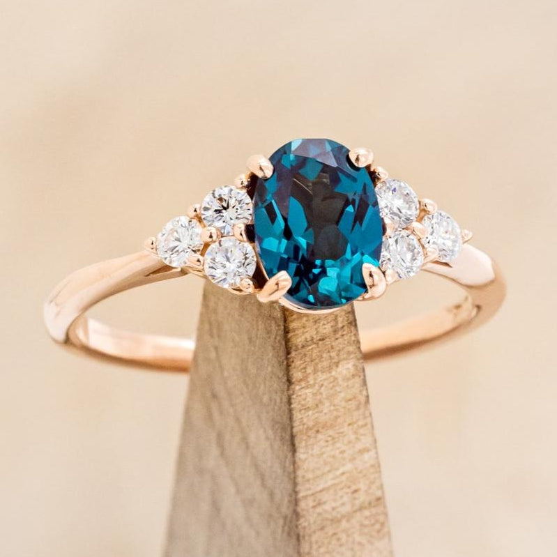 "RHEA" - OVAL LAB-GROWN ALEXANDRITE ENGAGEMENT RING WITH DIAMOND ACCENTS-8
