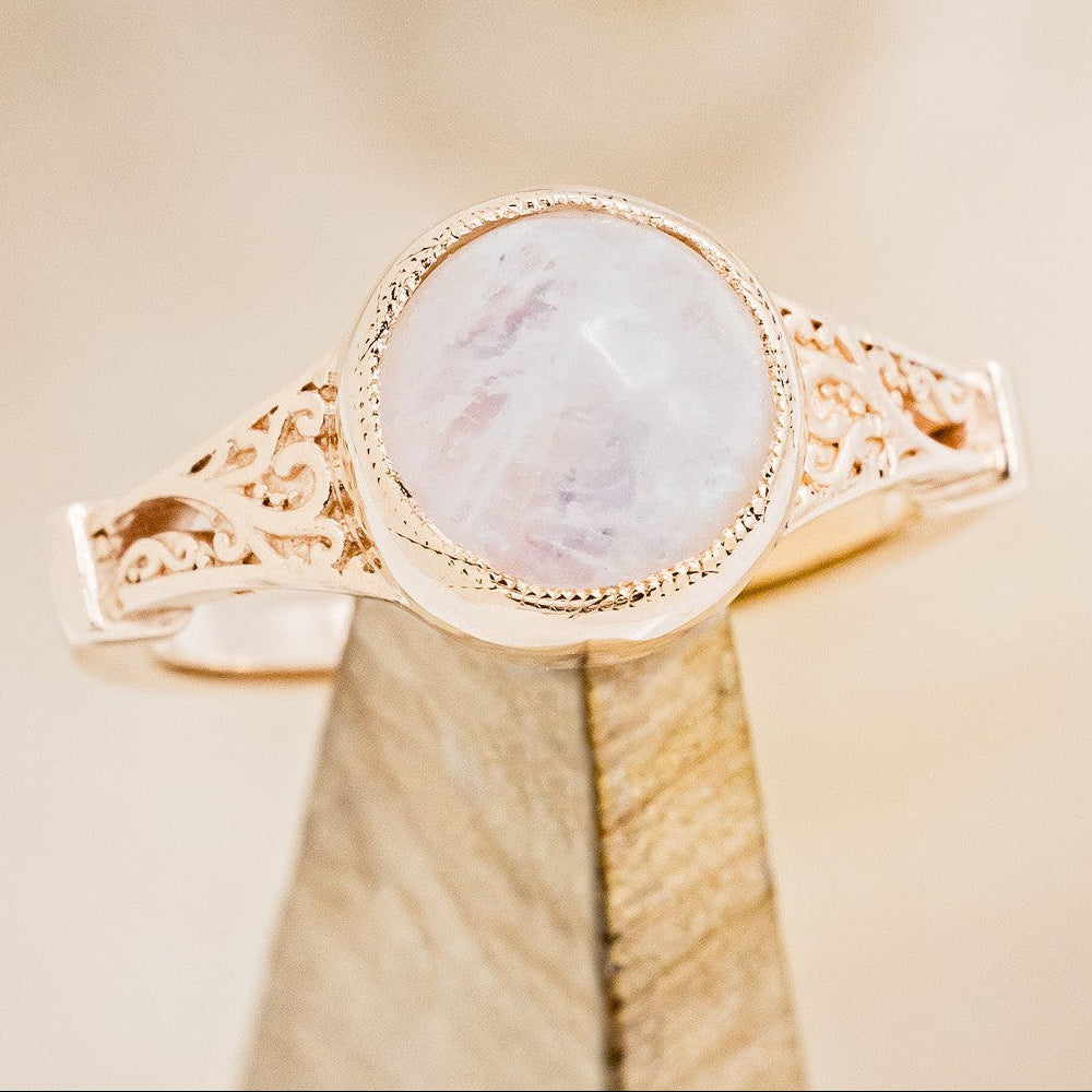 "SELENE" - ROUND CUT MOONSTONE ENGAGEMENT RING-1