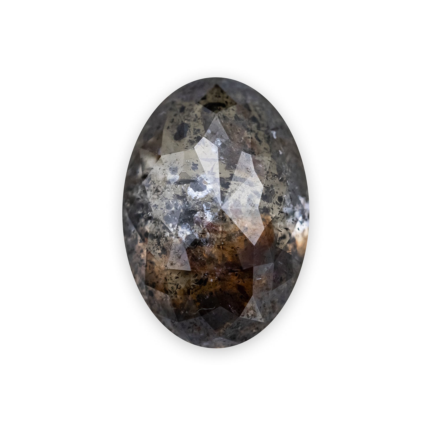 6ct 13.6x9.53x4.90mm OVAL DOUBLE CUT SALT & PEPPER DIAMOND-Staghead Designs