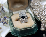 ANTIQUE ART DECO FRENCH PLATINUM SHIELD WITH A NATURAL SAPPHIRE - GIA CERTIFICATION INCLUDED-Staghead Designs