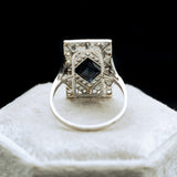 ANTIQUE ART DECO FRENCH PLATINUM SHIELD WITH A NATURAL SAPPHIRE - GIA CERTIFICATION INCLUDED-Staghead Designs