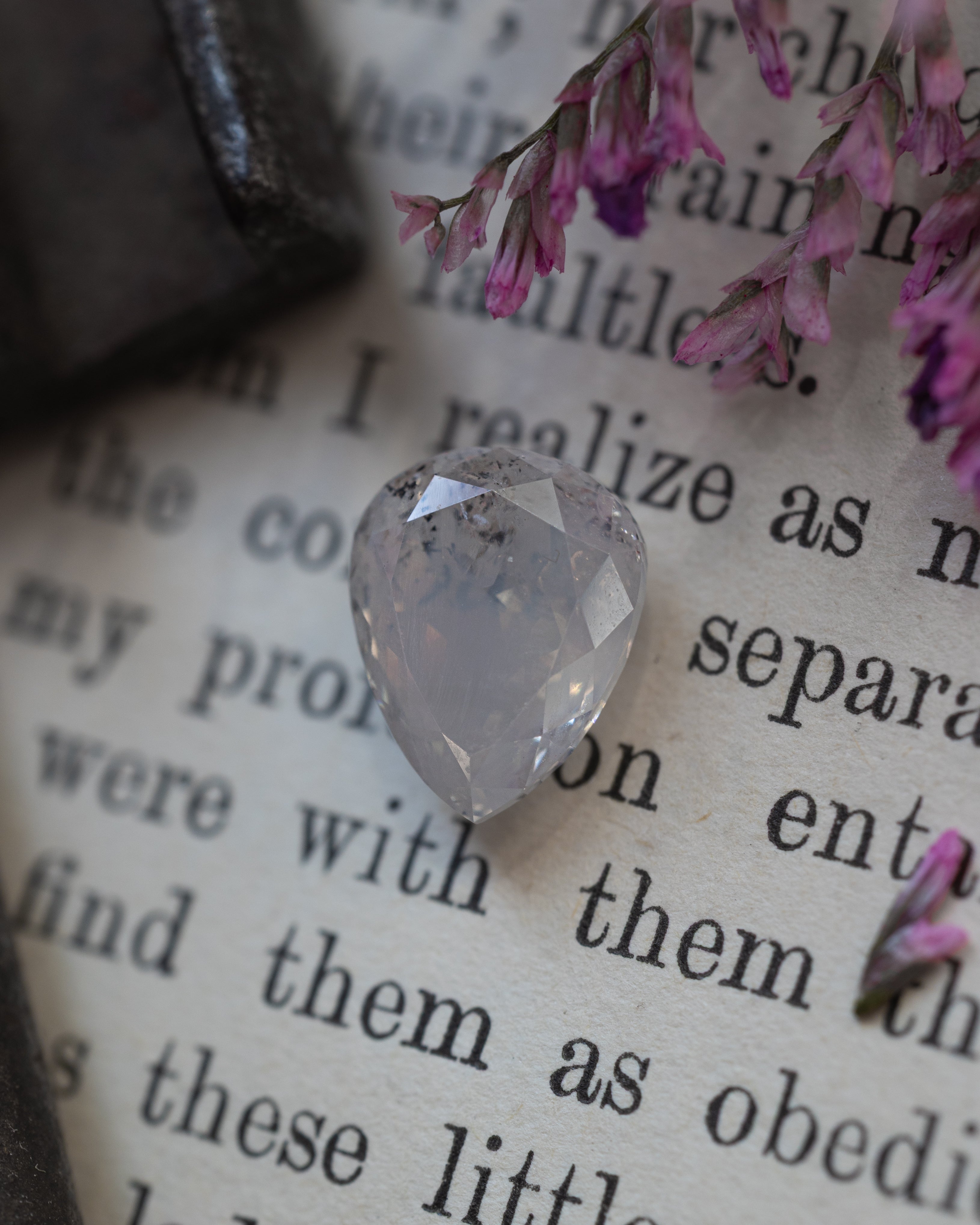 3.61ct 10.39x8.24x5.27mm Pear Cut Milky White Salt & Pepper Diamond-Staghead Designs