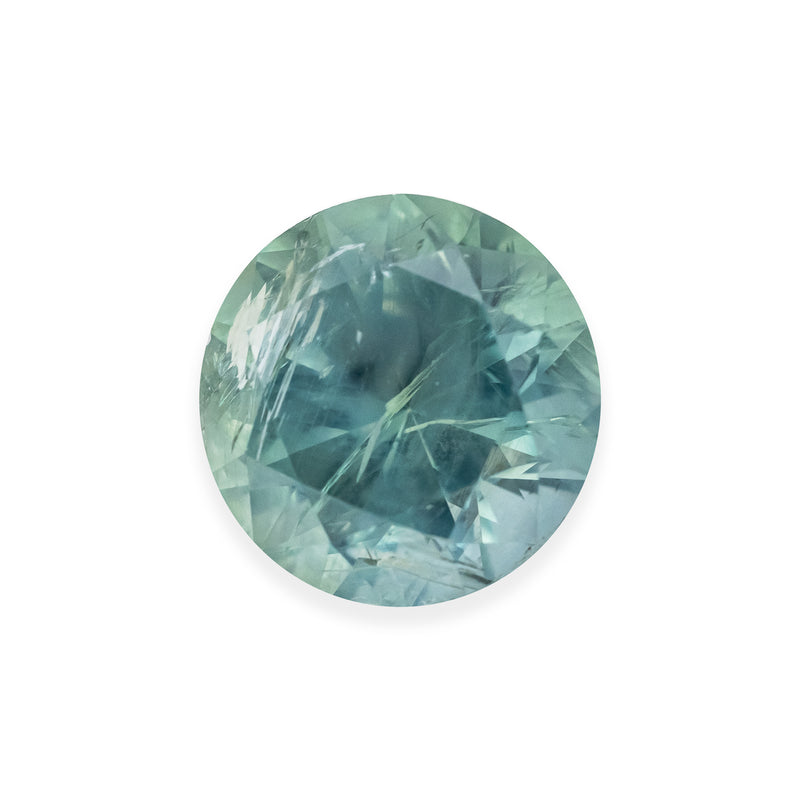 3.68ct 9.08x9.03x6.17mm ROUND BRILLIANT CUT GREEN MONTANA SAPPHIRE-Staghead Designs