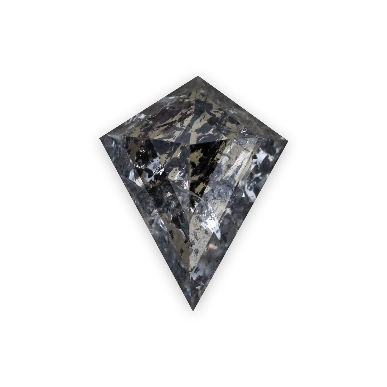 3.27ct 13.58x10.79x4.01mm KITE ROSECUT SALT & PEPPER DIAMOND-Staghead Designs